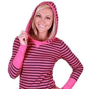 Marc New York Shirt Hooded Long Sleeve Pink Stripe